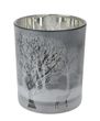 Teelichtglas Mittel in Grau mit weihnachtlichen Motiven als Deko Winter Weihnachten  2