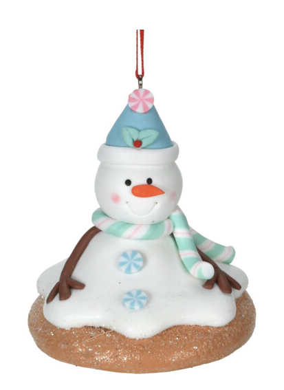 Schneemann Anhänger Christbaumschmuck Keks Pastell Kinderzimmer Konditorei Deko Kunststoff 3 Motive 9cm