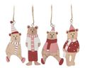Bären Anhänger 4er Set Christbaumschmuck Rosa Weiß Mauve Holz Weihnachten Deko 1