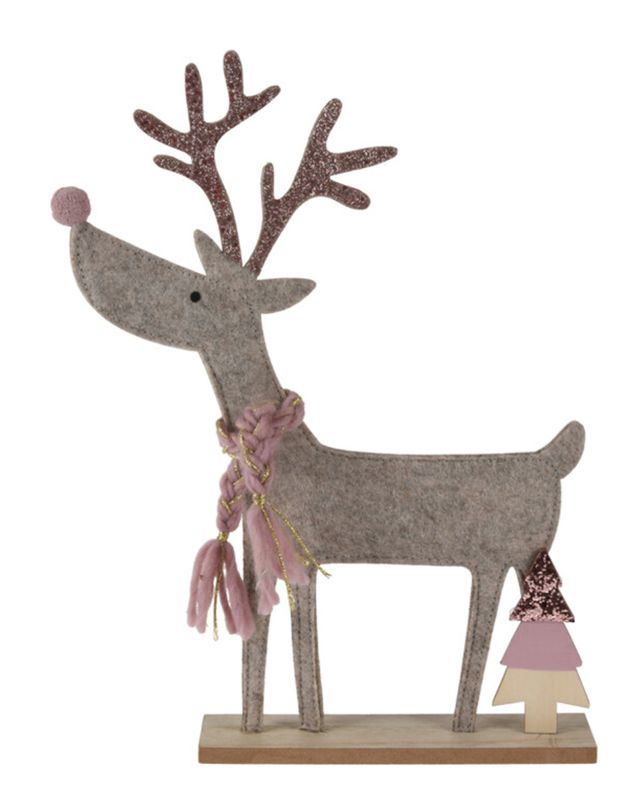 Rentierfigur aus Filz mit Schal als Weihnachtsdeko für Kinderzimmer  32cm