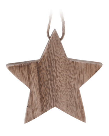 Stern aus Holz mit Bändchen zum Aufhängen