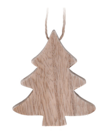 Tannenbaum aus Holz mit Bändchen zum Aufhängen