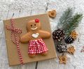Geldgeschenk Verpackung Weihnachten Lebkuchenmann Rot Natur Geschenk Gutschein 14cm 3