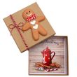 Geldgeschenk Verpackung Lebkuchenmann Kekse Rot Braun Zuckerstange Weihnachten 14cm 1