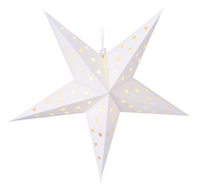 Papierstern mit LED Weiß Weihnachten Deko Anhänger Stern 60cm