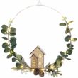 Weiß Metallring mit LED Türkranz Eukalyptus Haus Zapfen Weihnachten Deko Ø30cm  1