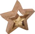 Großer Stern Mangoholz Natur Gold Dekofigur Weihnachten zwei Größen 3