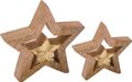 Stern Mangoholz Natur Gold Dekofigur Weihnachten zwei Größen 1