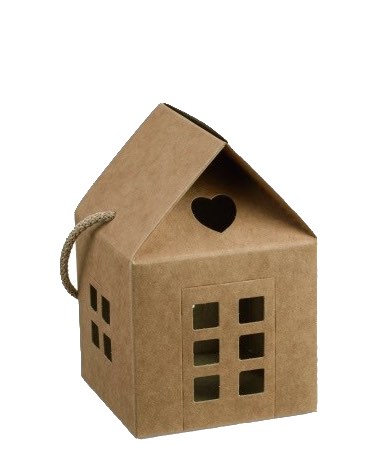 Geschenkverpackung Haus Kraftkarton mit Henkel Kordel zwei Größen Weihnachten Geburtstag