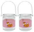Windlicht Glas Rosa Fuchs Orange Tischdeko Herbst Teelichtglas 2 Stück 1