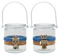 Windlicht Glas Weltraum Roboter Blau Silber Bronze Tischdeko Teelichtglas 2 Stück 1