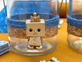 Windlicht Glas Weltraum Roboter Klein Blau Silber Bronze Tischdeko Teelichtglas 2 Stück 3