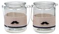 Windlicht Glas Creme Schwarz Schurrbart Männerparty Tischdeko Teelichtglas 2 Stück 2