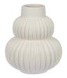 Vase Weiß Geriffelt zwei Rundungen Tischdeko Porzellan 16cm Hoch 1