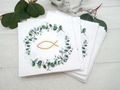 Servietten 33x33cm Kommunion Konfirmation Fisch in Eukalyptus Kranz Deko Tischdeko 2