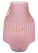 Tischlampe Mauve Goldhenkel Glas Geriffelt Lampe Tischdeko 20cm Hoch 5