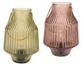Tischlampe Braun Grün Goldhenkel Glas Geriffelt Lampe Tischdeko 20cm Hoch 1
