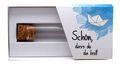 Gastgeschenk Schatulle Papier 13,5 cm mit Glasröhrchen Papierboot Blau Kommunion Konfirmation Tischdeko 1