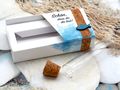 Gastgeschenk mit Glasröhrchen und einem Fisch zur Kommunion Konfirmation Tischdeko Blau Petrol 2
