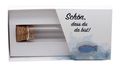 Gastgeschenk Schatulle Papier mit Glasröhrchen Fisch Blau Kommunion Konfirmation Tischdeko DAVID 1
