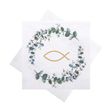 Servietten Cocktailservietten Fisch Gold Blätterkranz Salbei Eukalyptus Kommunion Konfirmation 20Stück 1