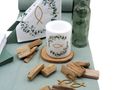 Kerze mit Untersetzer Tischdeko Salbei Eukalyptus Holz Gold Kommunion Konfirmation 20 Personen 4