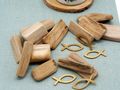 Treibholz Tischdeko Salbei Eukalyptus Holz Gold Kommunion Konfirmation 20 Personen 6