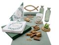 Tischdeko Salbei Eukalyptus Holz Gold Kommunion Konfirmation 20 Personen 1