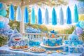 Quasten Girlande hell Blau und Türkis Blau - Unterwasser Welt, Maritim, Meerjungfrau, Kindergeburtstag, Geburtstag 3