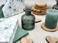 Vase Kerze Tischdeko Hochzeit Salbei Eukalyptus Holz Natur Herz SET 20 Personen 2