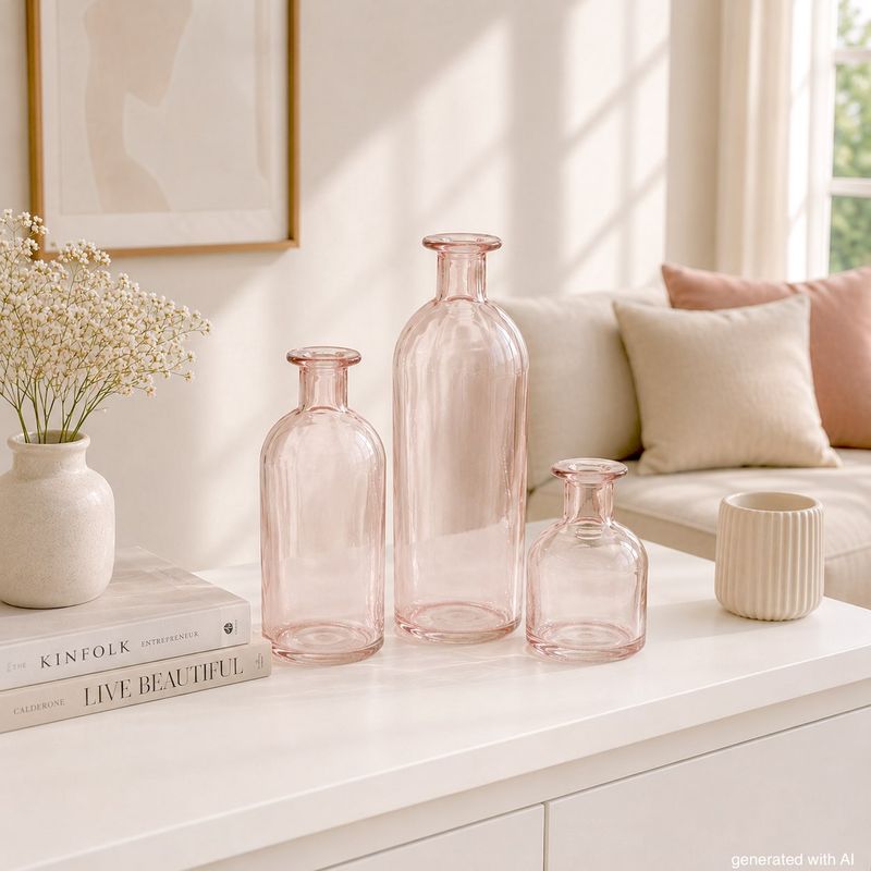 Vase Rosa Glas Blumenvase Dekovasen Hell Kommunion Konfirmaation Hochzeit 3 fach sortiert