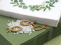Gold Fische mit Granulat Tischdeko Eukalyptus Creme Olive Gold Kommunion Konfirmation SET 20 Personen 3