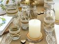 Kerzen Tischdeko Herz Gold Eukalyptus Holz Creme Natur Braun Spitze Hochzeit Boho Stil 5