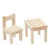 Wichtel Zubehör Möbel Miniatur Tisch und Stuhl Holz 4,5 x 4 x 3,5 cm - 2-teilig  1