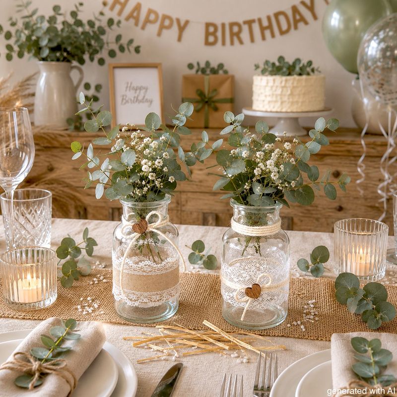 Vasen Hochzeit Vintage Tischdeko Gläser Spitze Leinen Deko Geburtstag 4 Stück 12,5cm