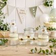 5er-Set Vintage-Glasvasen und Windlichtern in Salbei Grün und mit Creme Spitze 3