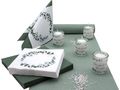 Tischdeko Salbei Eukalyptus Windlichtglas mit Bandarolle und Kerzen SET 20 Personen 1