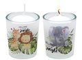 Windlicht Glas mit Banderole Waldtiere Jungle inkl. Kerze Kindergeburtstag SET 2 Stück 1