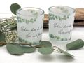 Teelichter Windlichter Glas mit Banderole Eukalyptus Salbei Grün Hochzeit Geburtstag Party  4