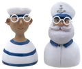 Maritime Deko Seemann Kapitän und Matrose Figur Weiß Blau 2-er SET 1