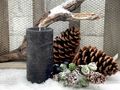 Schwarze Kerze Stumpen Rustic Optik  Adventsgesteck Adventskranz Tischdeko Deko 2