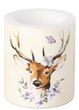 Kerze Hirsch Windlicht Cream Blumengeweih Ø 9 x 10,5 cm 1