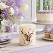 Kerze Winlicht mit Hirsch in Lila Blüten - Frühling Geburtstag Mädchen Frau Tischdeko  3