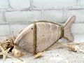 Fisch Holz Natur Weiß gewischt Seegras Kordel Aufhänger Wanddeko 30cm L 4
