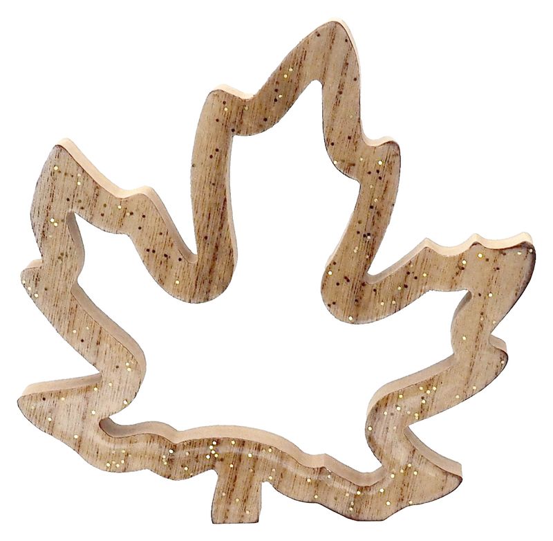 Offen Ahornblatt Holz Ahorn Natur Gold Glitzer Groß Herbst Deko Tischdeko