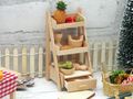 Wichtel Zubehör Miniatur Regal aus Holz mit Backutensilien, und Mini Ananas, Möhrenbunt, Brot und Artichoke 3