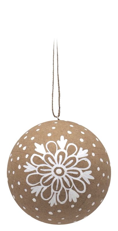 Blume Christbaumschmuck Kraft Papier Kugel Groß Natur Weiß Hängedeko Weihnachten 10cm Ø