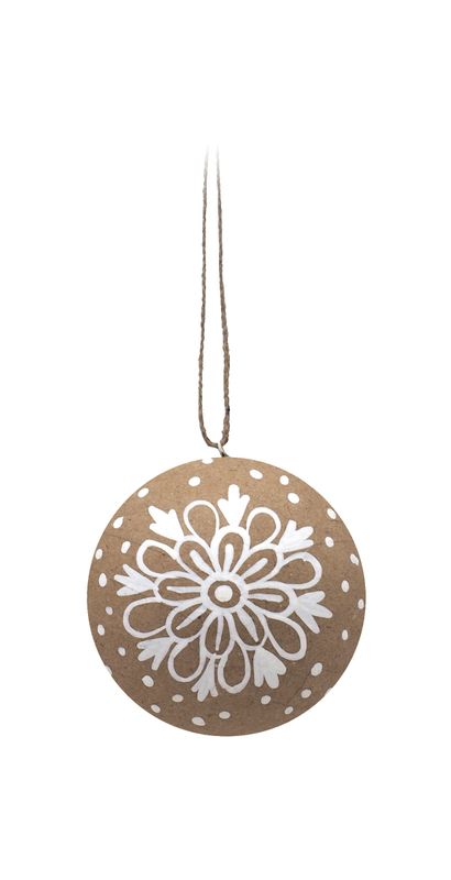 Blume Christbaumschmuck Kraft Papier Kugel Klein Natur Weiß Hängedeko Weihnachten 7cm Ø