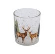 Windlicht Teelichthalter Glas Hirschpaar Schnee Tanne Weihnachten Deko 8cm hoch 1
