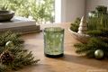 Deko Windlicht Glas Grün mit Tannen- und Schneeflocken - Weihnachten Tischdekoration 2